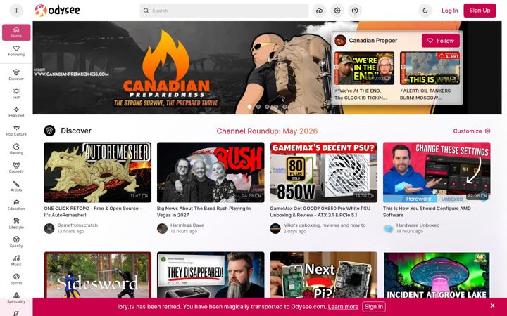 Screenshot of lbry.tv
