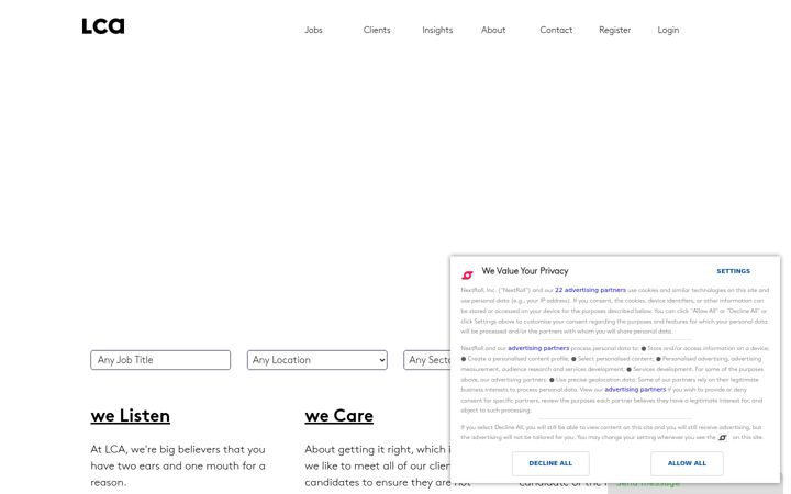 Screenshot of lcajobs.com