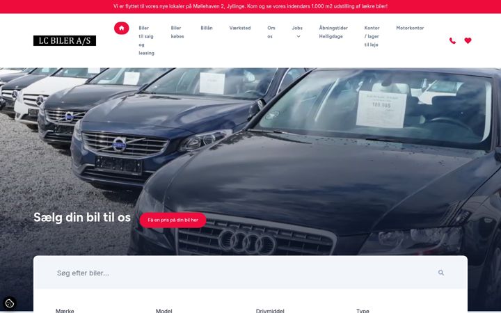 Screenshot of lcbiler.dk