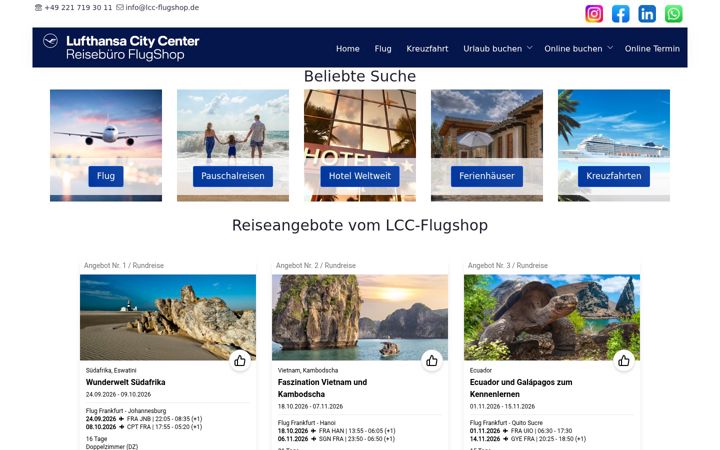 Screenshot of lcc-flugshop.de