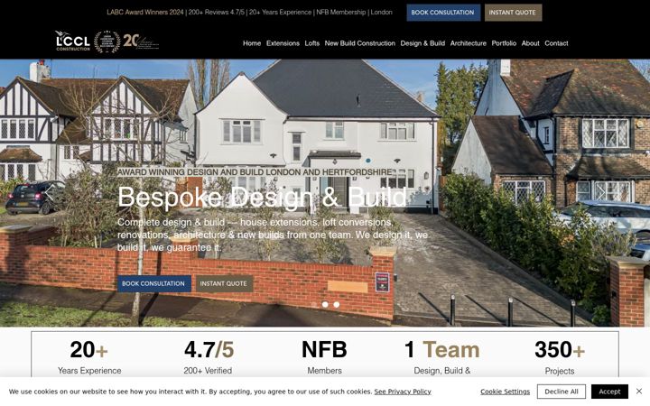 Screenshot of lcclconstruction.co.uk