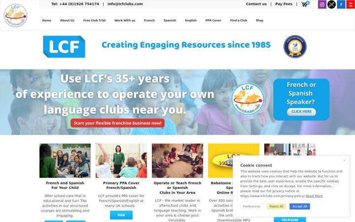 Screenshot of lcfclubs.com