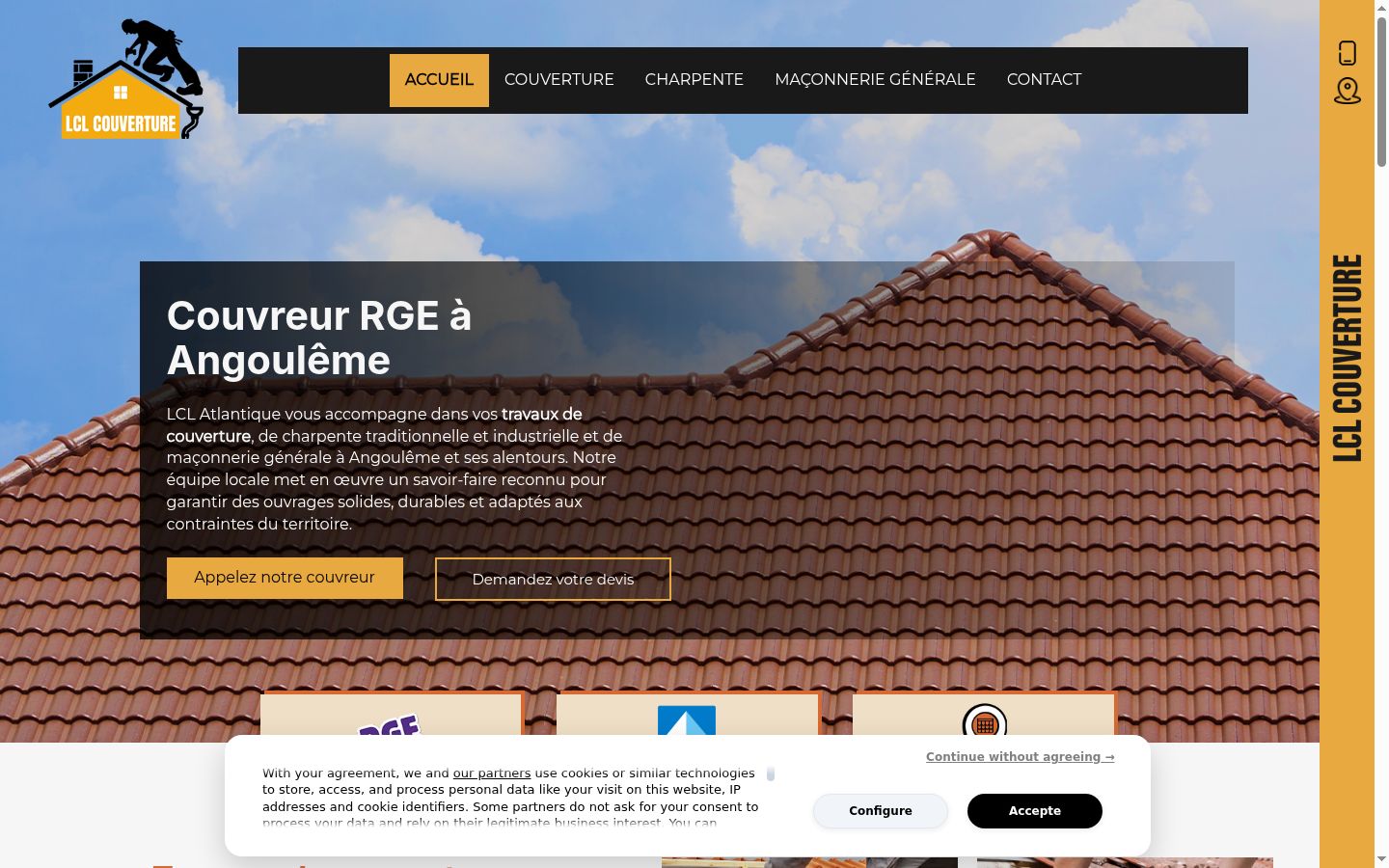 Screenshot of the consent banner shown before any interaction