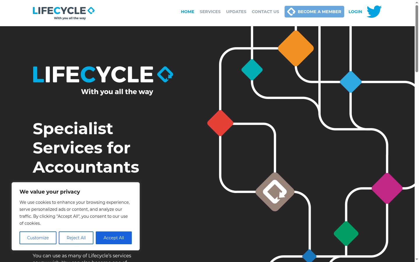 Screenshot of the consent banner shown before any interaction