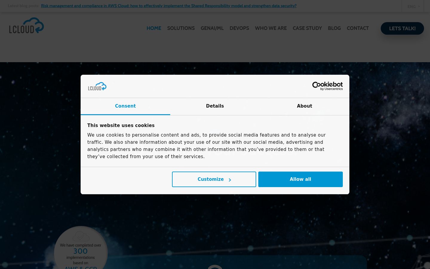 Screenshot of the consent banner shown before any interaction