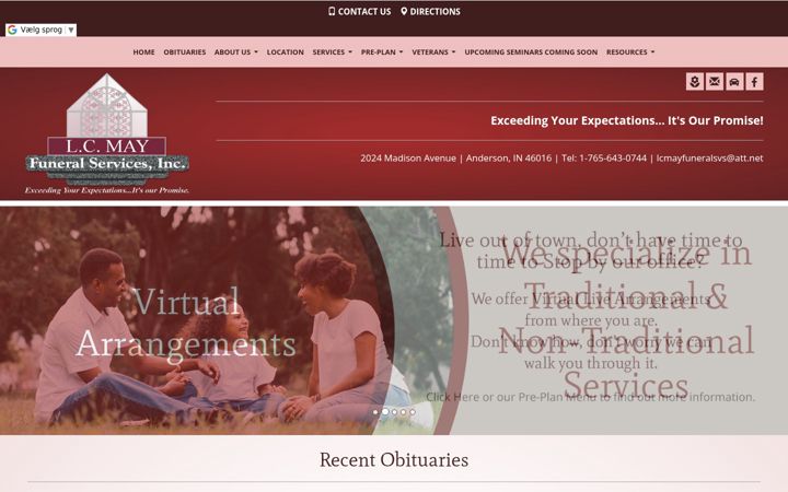 Screenshot of lcmayfuneralservices.com