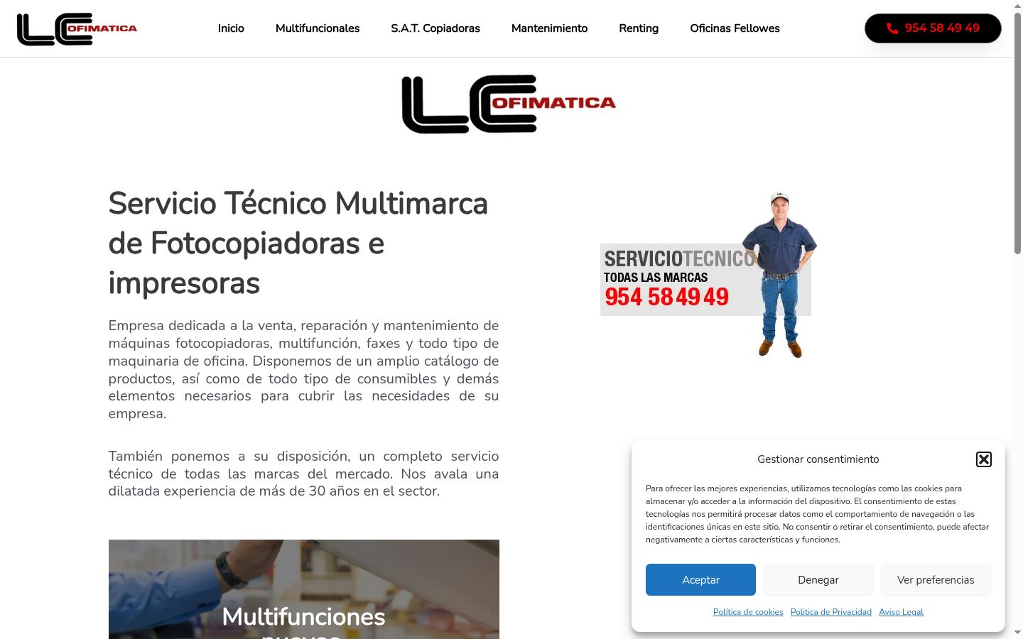Screenshot del banner di consenso mostrato prima di qualsiasi interazione