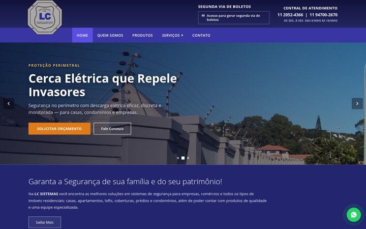 Screenshot of lcsistemasdeseguranca.com.br