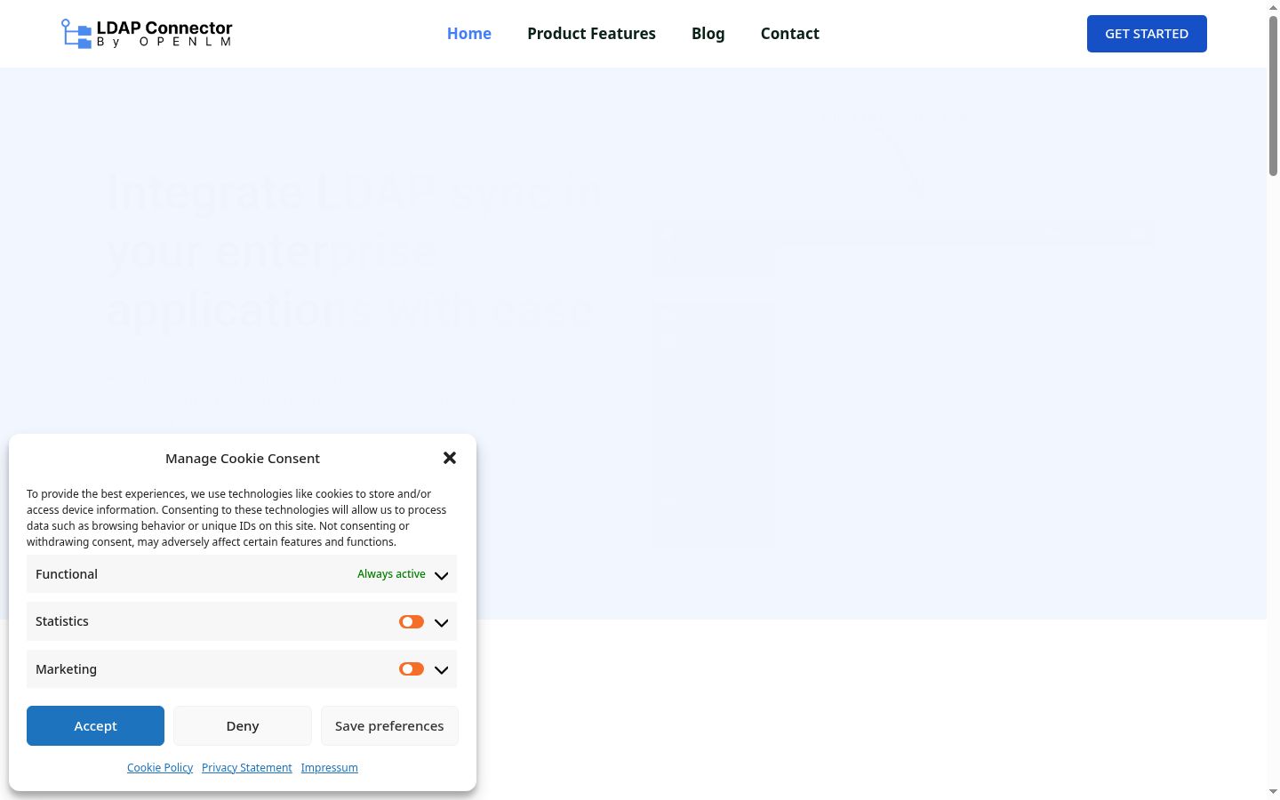 Screenshot of the consent banner shown before any interaction