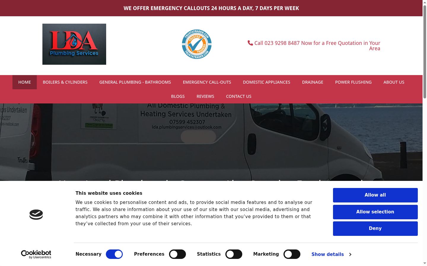 Captura de ecrã do banner de consentimento apresentado antes de qualquer interação