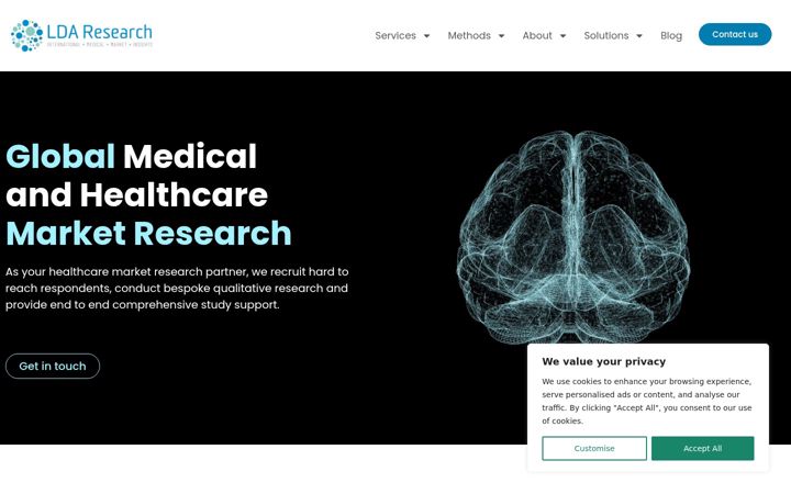 Screenshot of ldaresearch.com