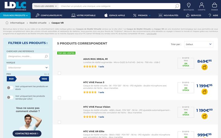 Screenshot of ldlc-vrexperience.com