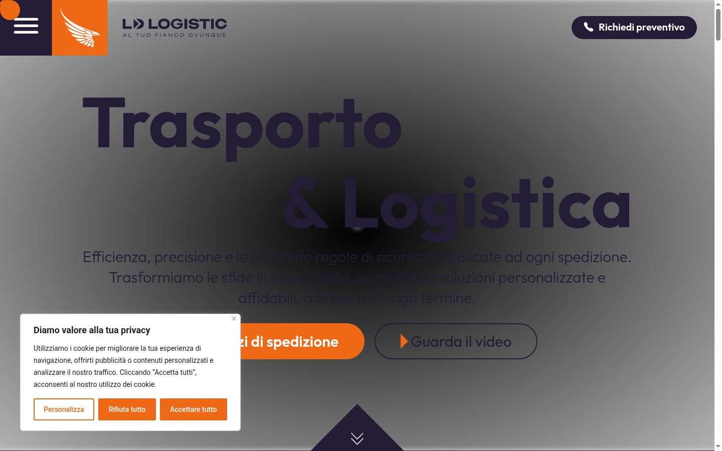 Screenshot del banner di consenso mostrato prima di qualsiasi interazione