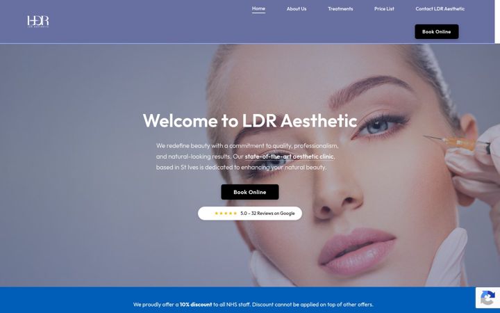 Screenshot of ldraesthetic.com
