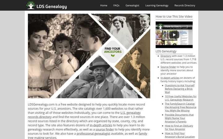 Screenshot of ldsgenealogy.com