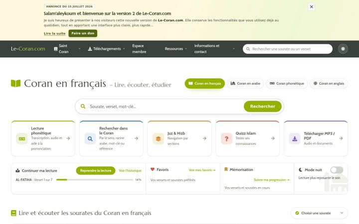Screenshot of le-coran.com