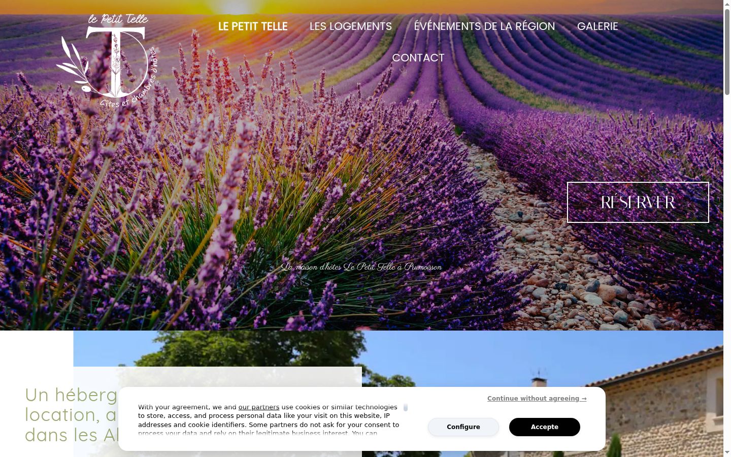 Capture d'écran de la bannière de consentement affichée avant toute interaction