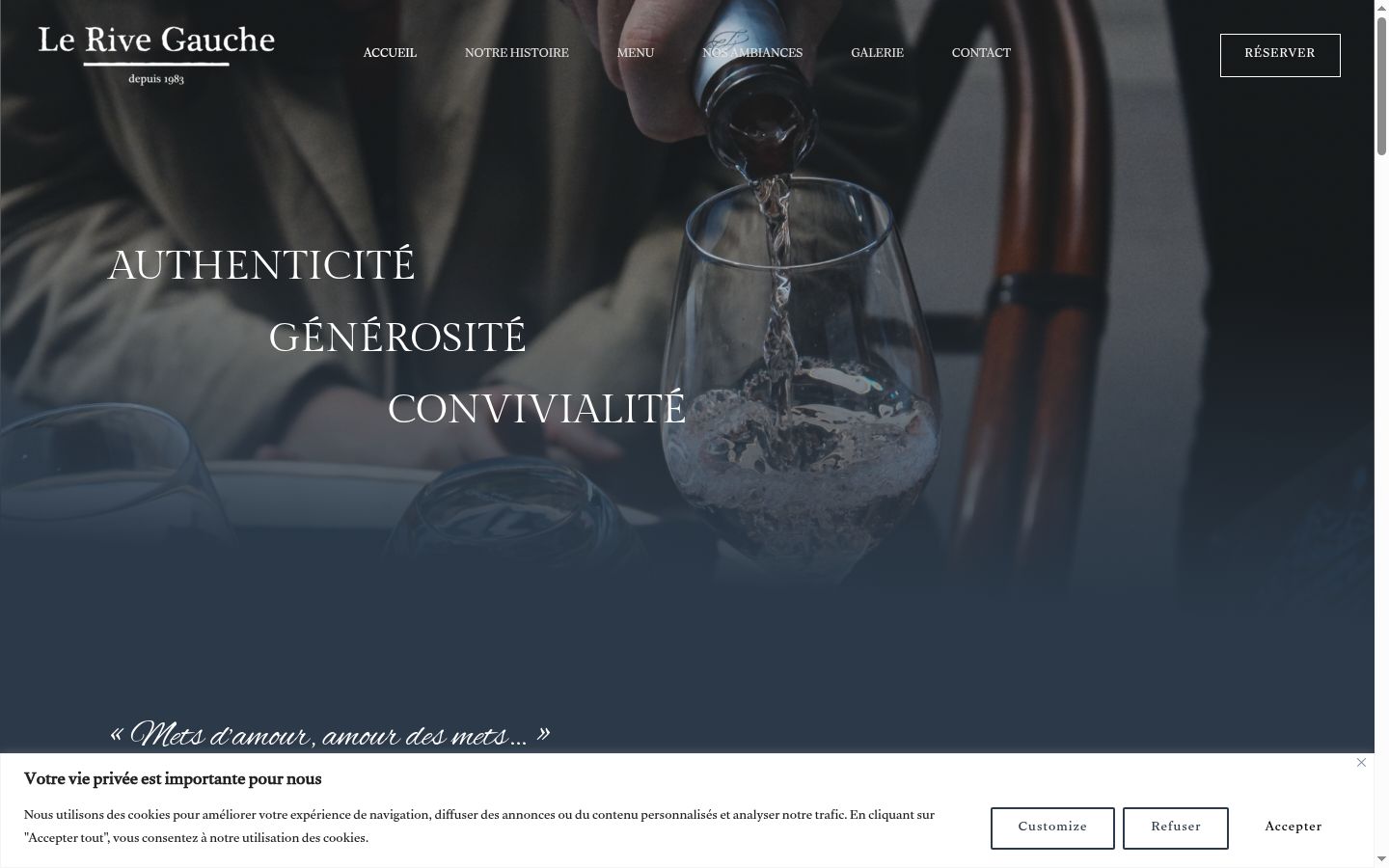 Captura de ecrã do banner de consentimento apresentado antes de qualquer interação