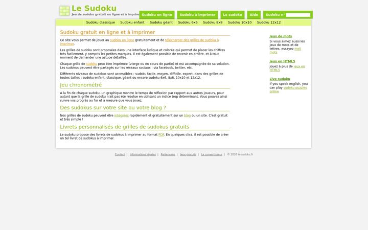 Screenshot of le-sudoku.fr