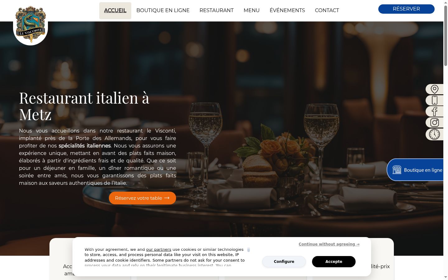 Screenshot del banner di consenso mostrato prima di qualsiasi interazione
