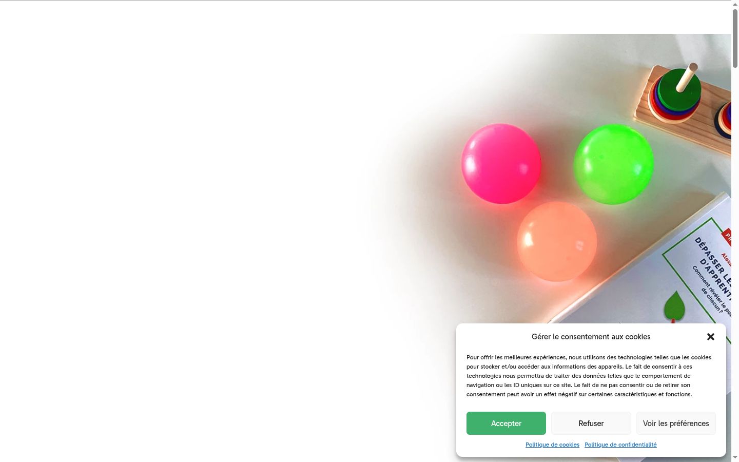 Capture d'écran de la bannière de consentement affichée avant toute interaction
