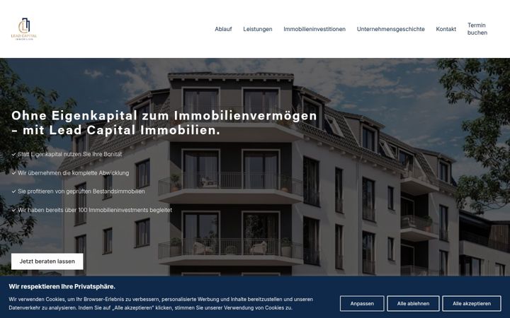 Screenshot of lead-capital-immobilien.de