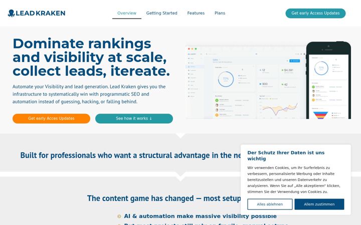 Screenshot of lead-kraken.com