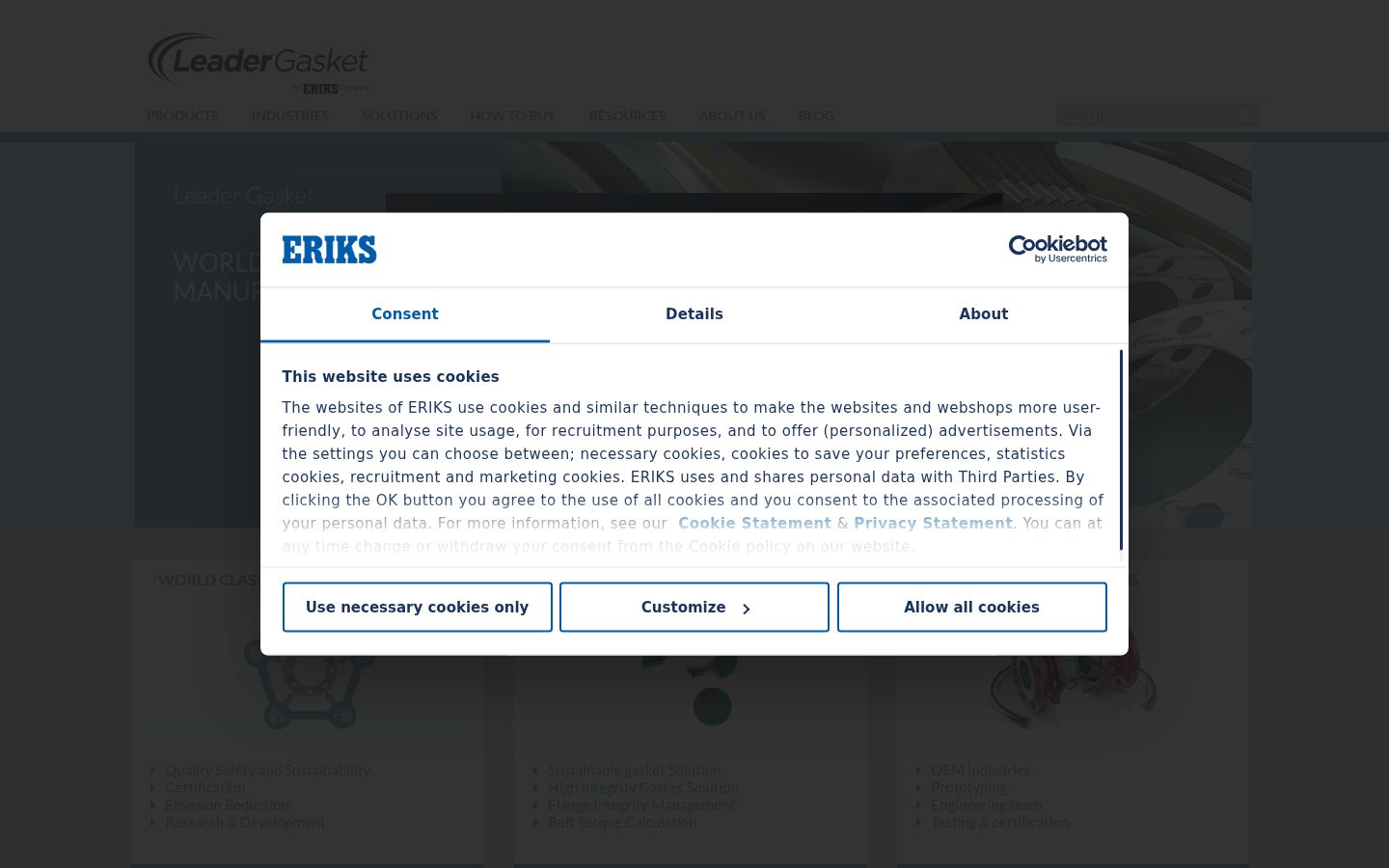 Screenshot of the consent banner shown before any interaction