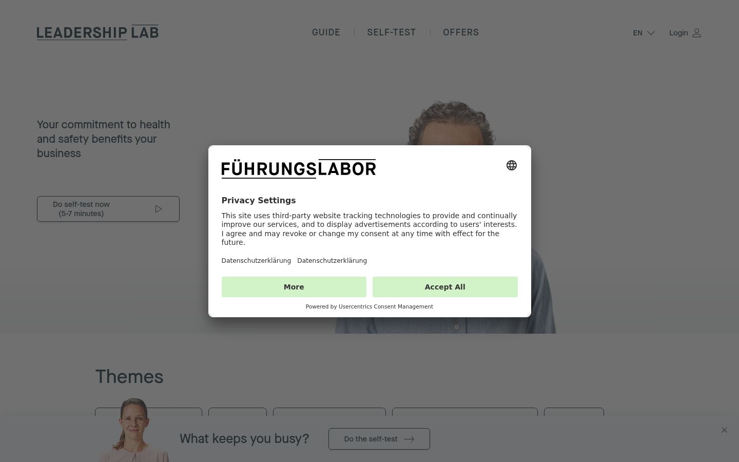 Screenshot of the consent banner shown before any interaction