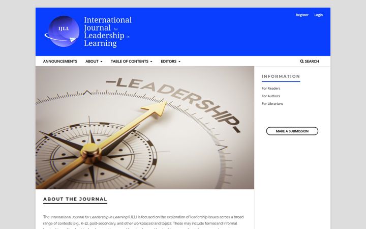 Screenshot of leadershiplearning.ca