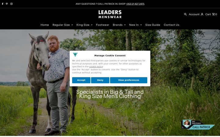 Snimka zaslona za leadersmenswear.ie