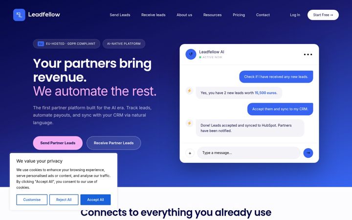 Screenshot of leadfellow.com