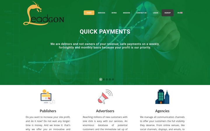 Screenshot of leadgon.com