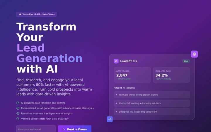 Screenshot of leadgptpro.com