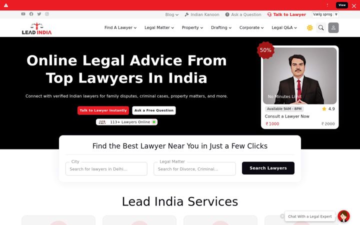 Screenshot of leadindia.law