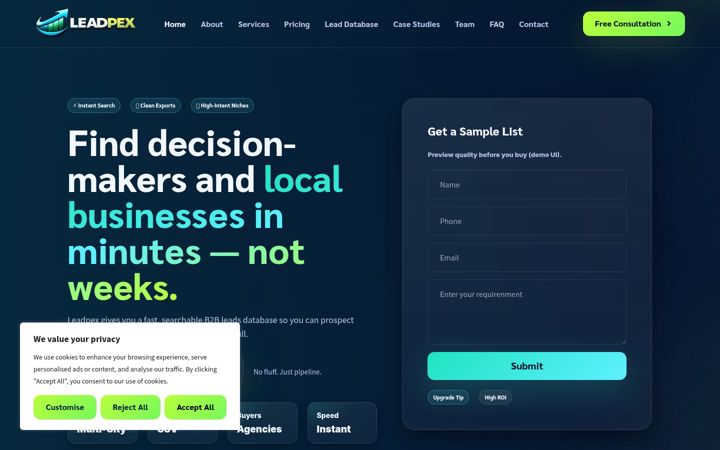Screenshot of leadpex.com