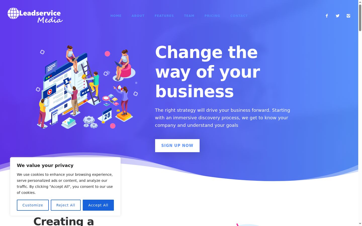 Screenshot del banner di consenso mostrato prima di qualsiasi interazione