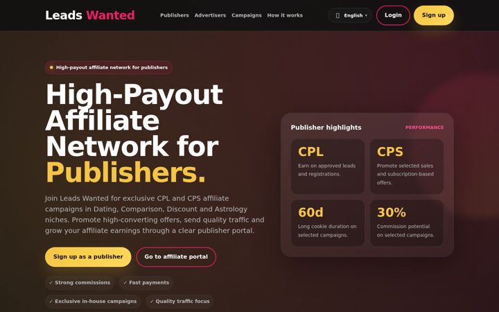 Screenshot of leadswanted.org