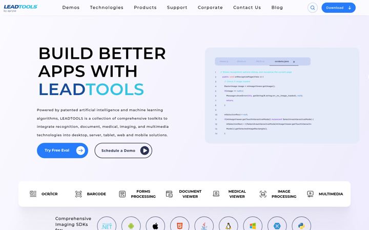 Captura de pantalla de leadtools.com
