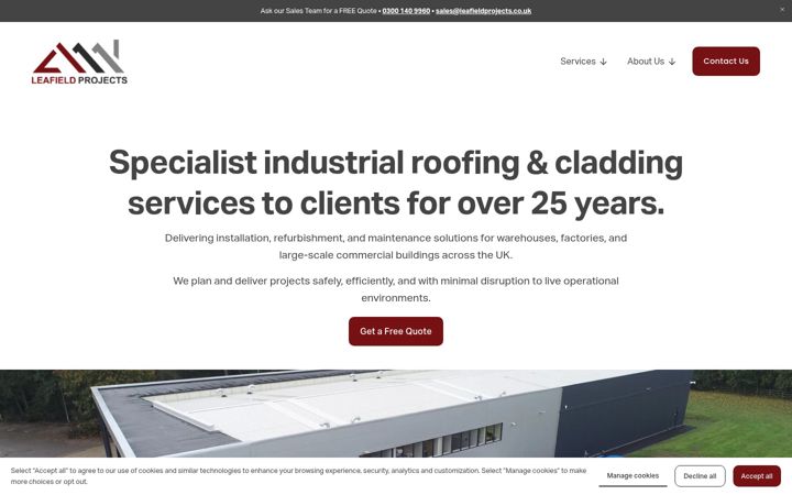 Screenshot of leafieldprojects.co.uk