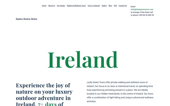 Screenshot of leafygreentours.com