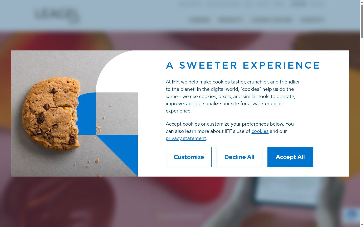 Captura de ecrã do banner de consentimento apresentado antes de qualquer interação