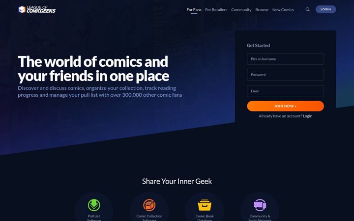 Ekrano kopija leagueofcomicgeeks.com