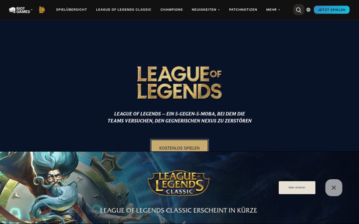 Screenshot von leagueoflegends.com