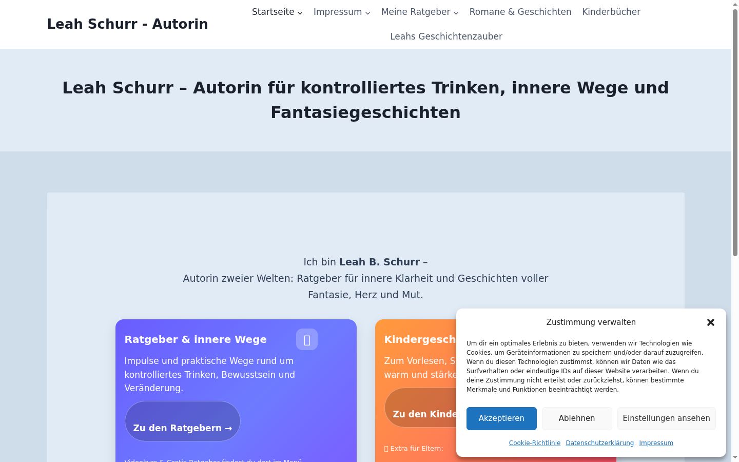 Screenshot des Einwilligungsbanners vor jeglicher Interaktion