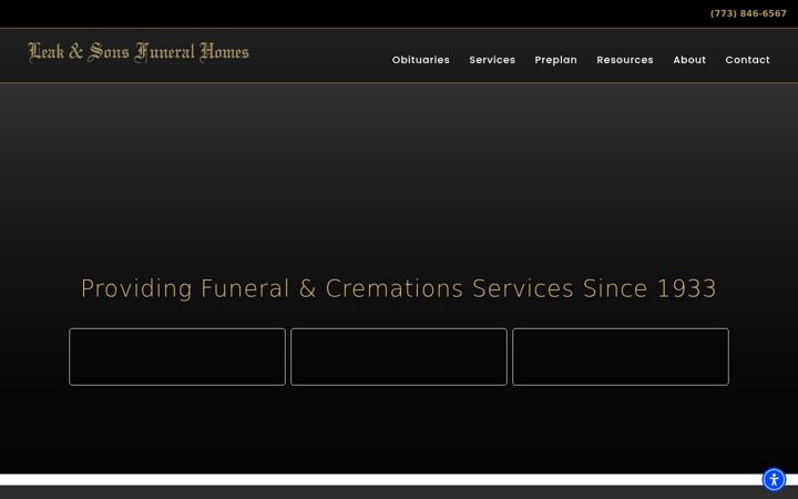 Screenshot of leakandsonsfuneralhomes.com
