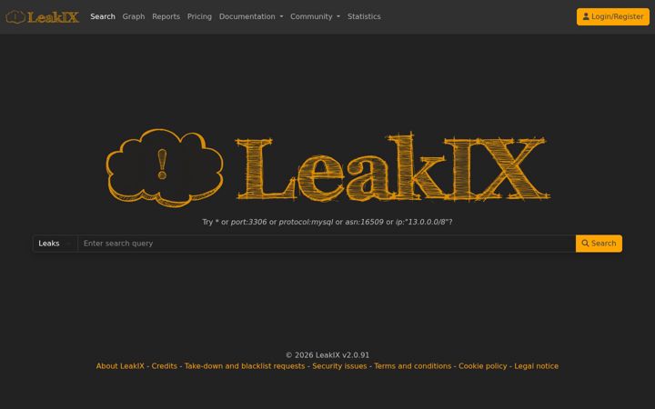 Ekraanipilt saidist leakix.org