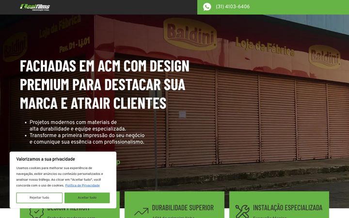 Screenshot of lealfilmsfachadas.com.br