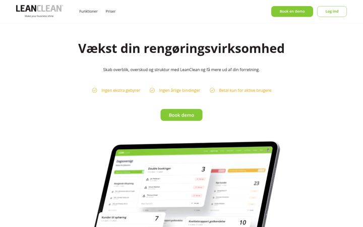Screenshot of leanclean.dk