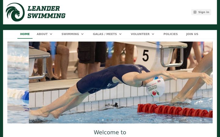 Screenshot of leanderswimming.com